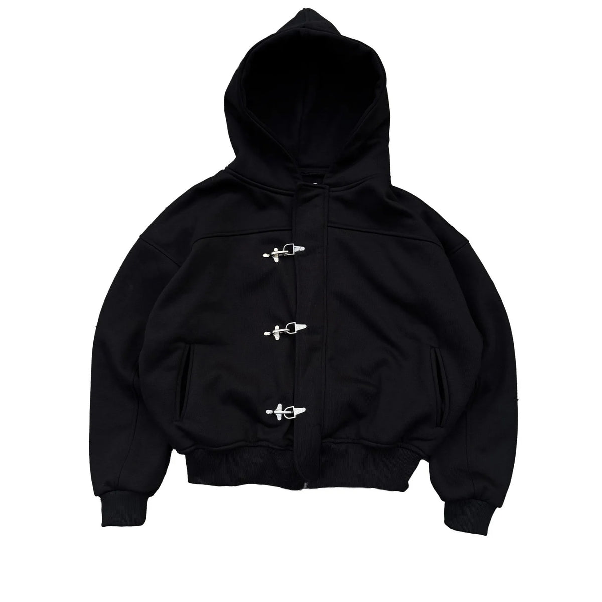 Button Detail Hooded Sweatshirt