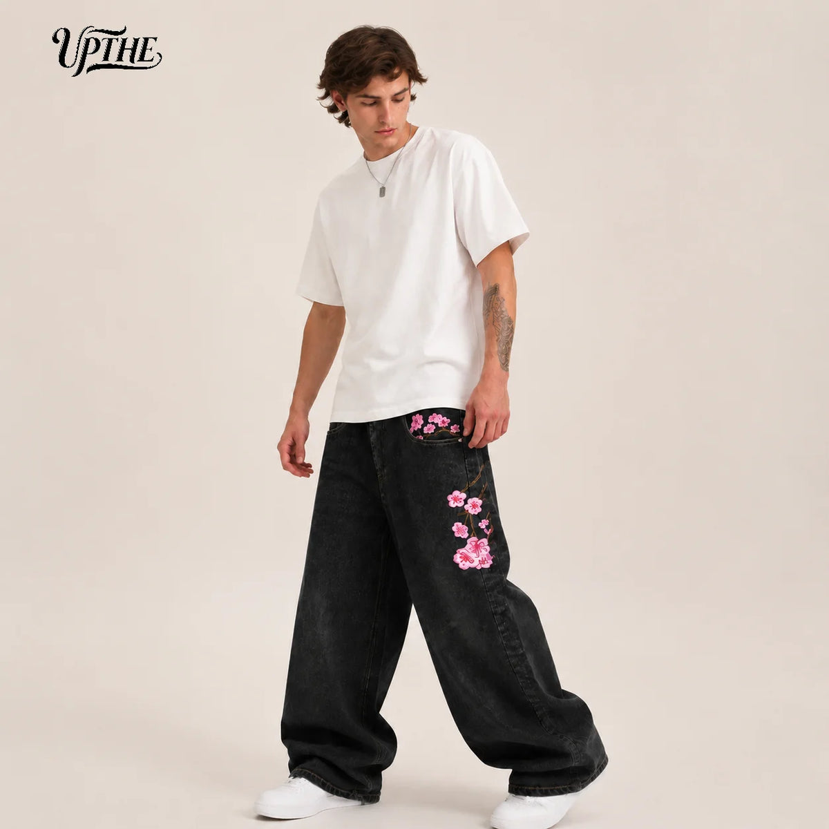 Cherry Blossom Embroidered Jeans