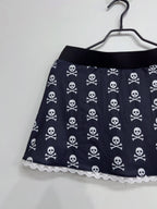 Skull Print Mini Short Skirt