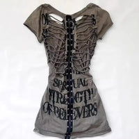 Cross Print Hollow-Out Tee