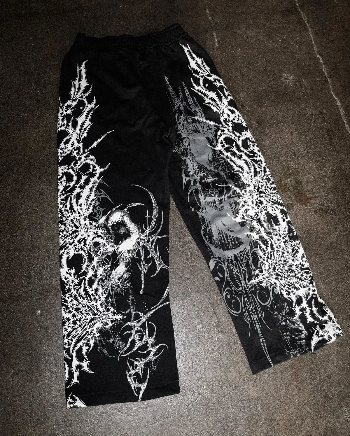 Angel Print Wide-Leg Pants