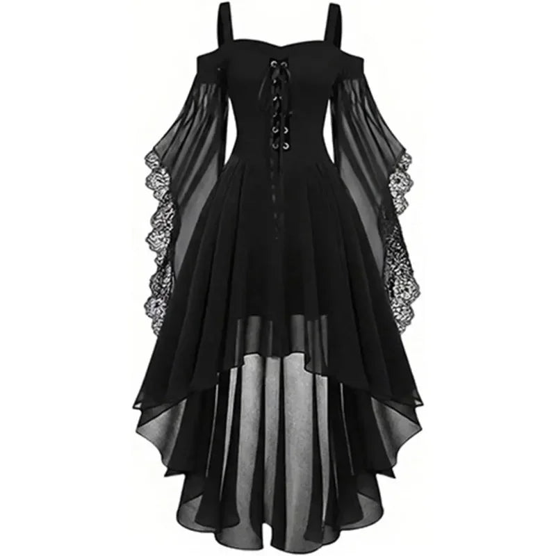 Gothic Lace-Up Maxi Dress