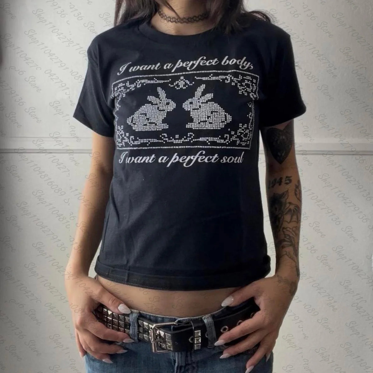 Gothic Rabbit Print Tee