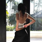 Backless Graphic Crop Tee