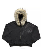 Black Faux Fur Hooded Jacket