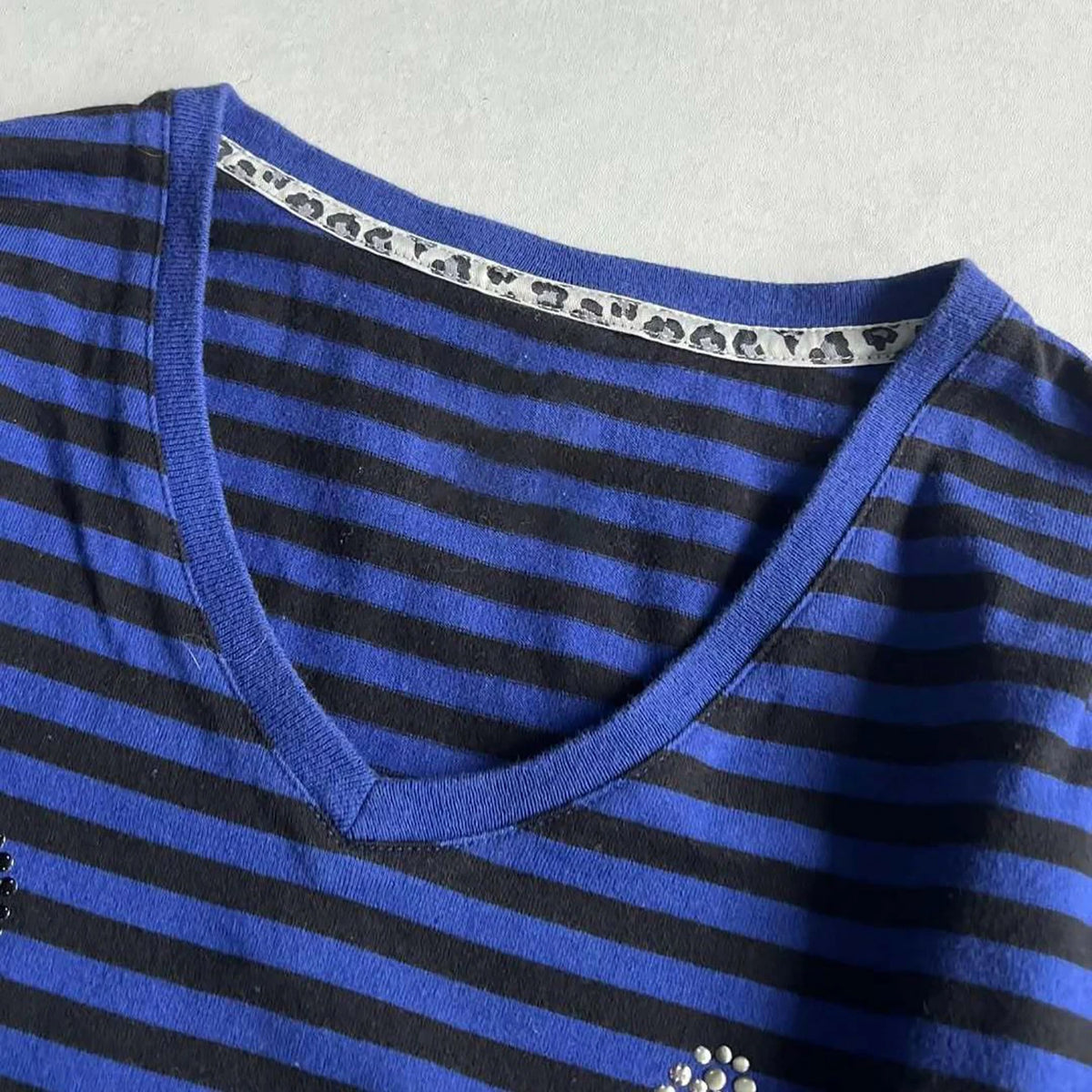 Blue Striped Graphic Sweatshirt