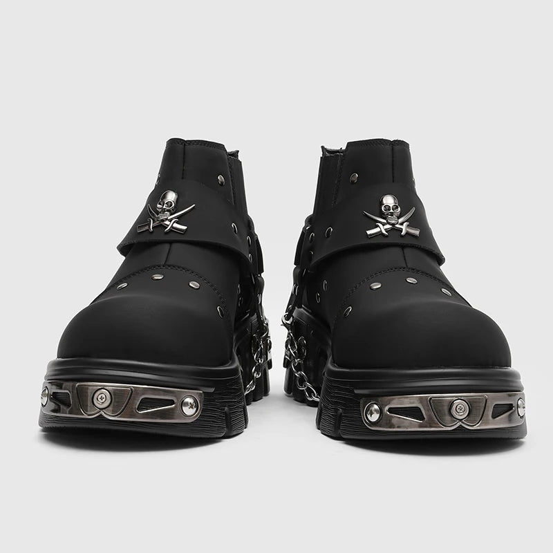 Metal Chain Platform Boots
