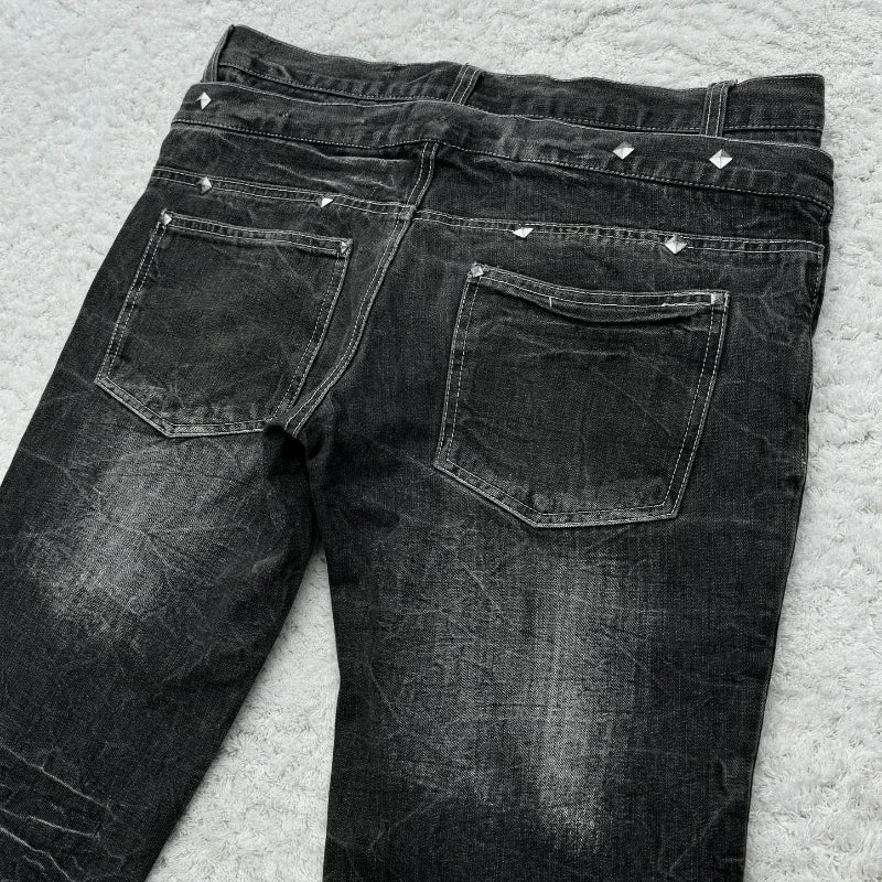 Lace-Up Flare Jeans
