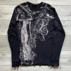 Black Skull Print Long Sleeve Tee