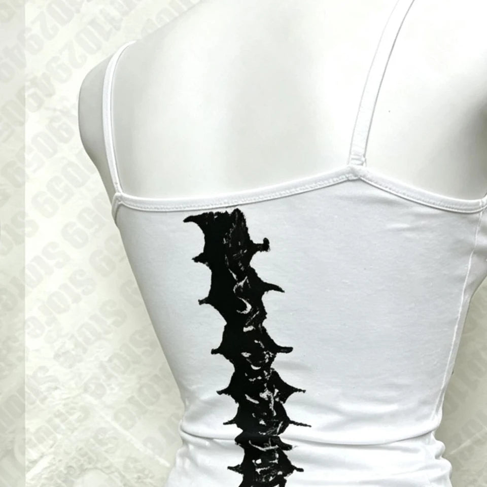 Skeleton Print Backless Top