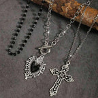 Heart & Cross Necklace Set