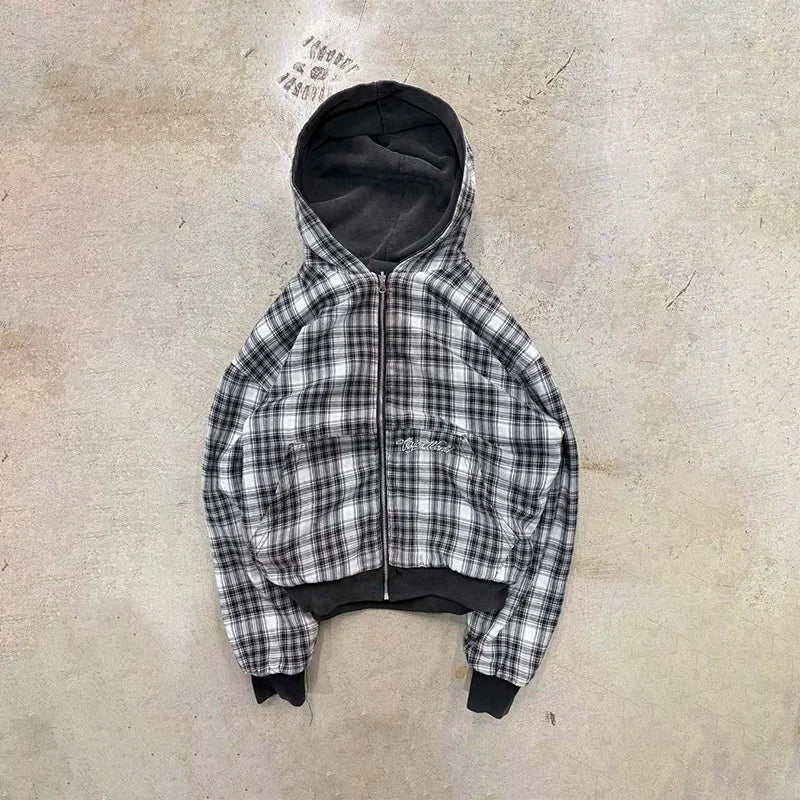 Reversible Plaid Zip-Up Hoodie