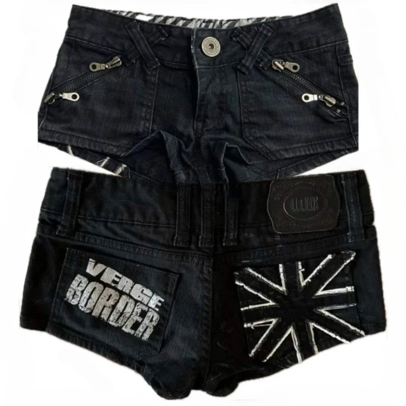 Graphic Print Denim Shorts