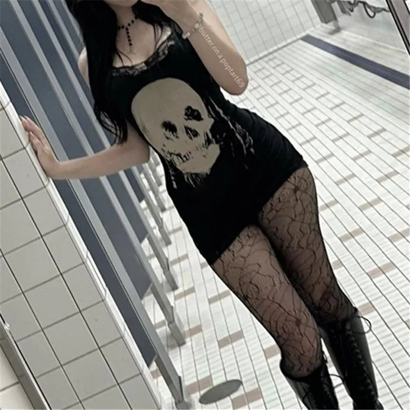 Skull Print Bodycon Dress