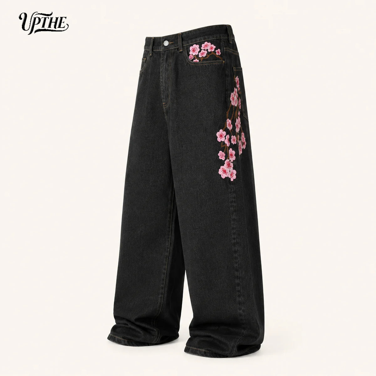 Cherry Blossom Embroidered Jeans