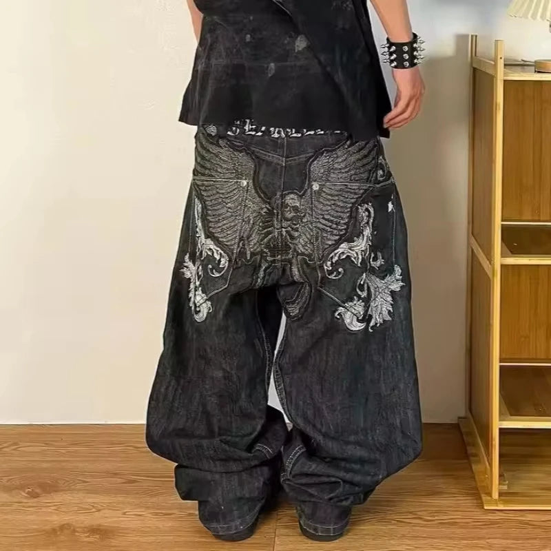 Graphic Embroidered Baggy Jeans