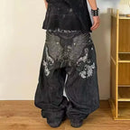 Graphic Embroidered Baggy Jeans