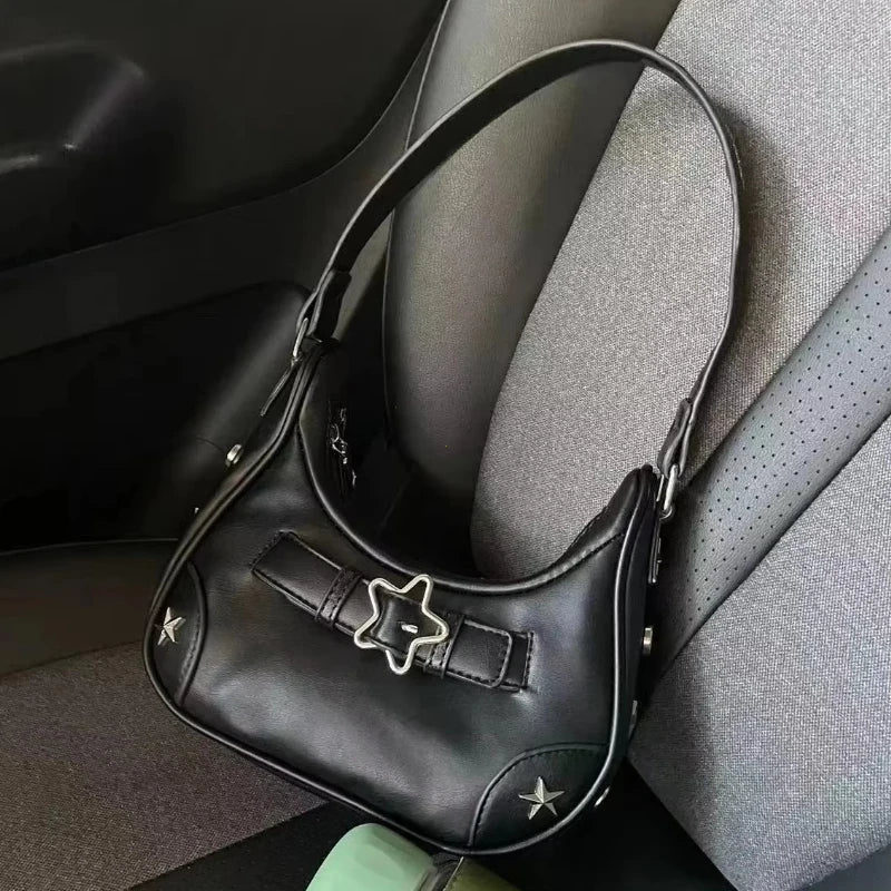 Black Buckle Shoulder Bag
