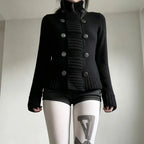 Button Detail Hooded Sweatshirt