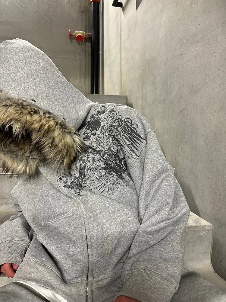 Black Faux Fur Hooded Jacket