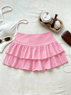 High Waist Ruffle Layered Mini Skirt