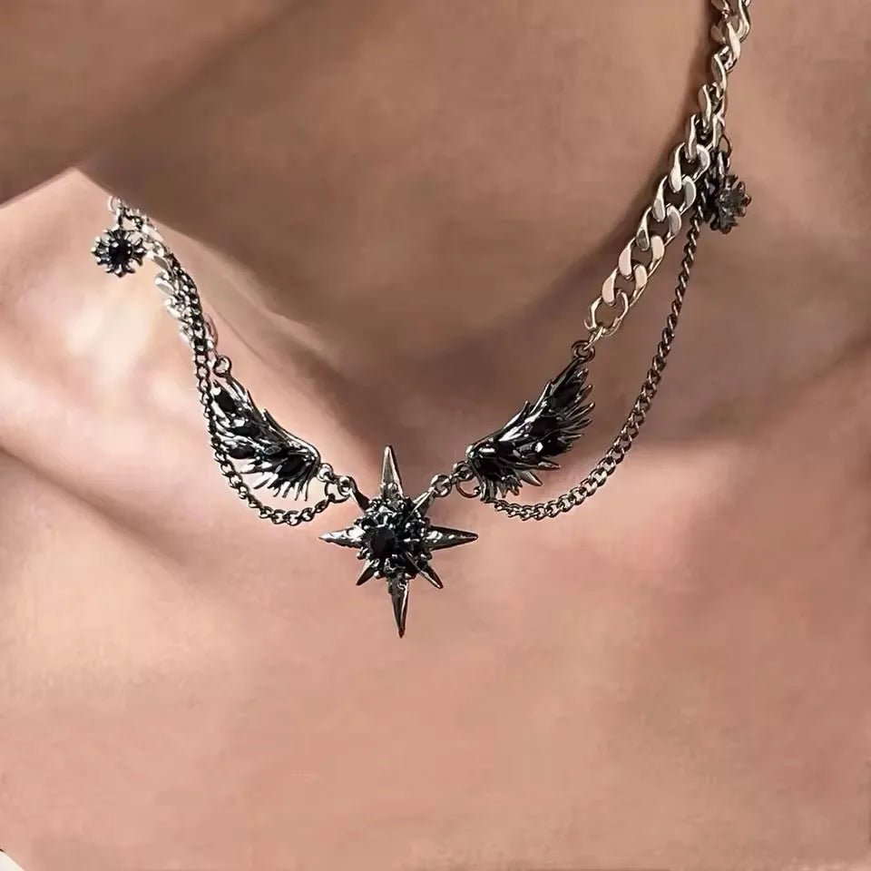 Wings & Cross Pendant Necklace
