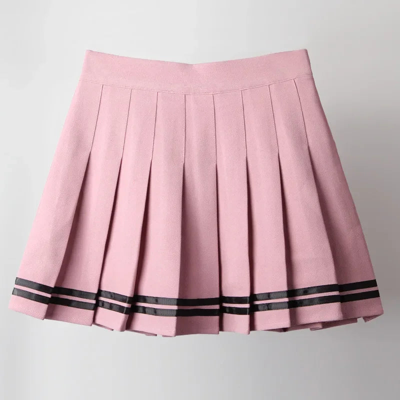 Cross Print Pleated Mini Skirt