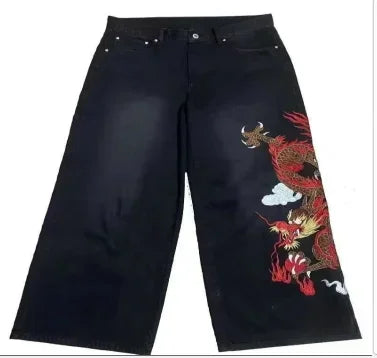 Gothic Embroidery Baggy Jeans