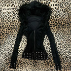 Black Faux Fur Hooded Coat
