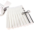 Cross Print Pleated Mini Skirt