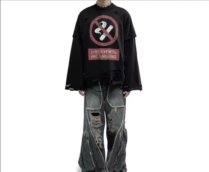 Cigarette Print Gothic Sweatshirt