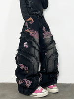 Floral Embroidered Baggy Jeans