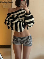 Striped Slash Neck Sweater