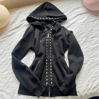 Rivet Zip-Up Oversized Hoodie