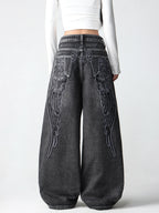 Wing Embroidered Baggy Jeans