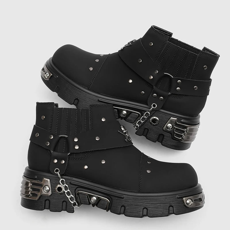 Metal Chain Platform Boots