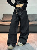 Wing Embroidered Baggy Jeans