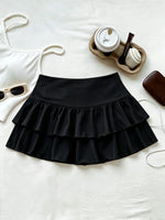 High Waist Ruffle Layered Mini Skirt