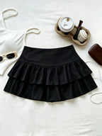High Waist Ruffle Layered Mini Skirt