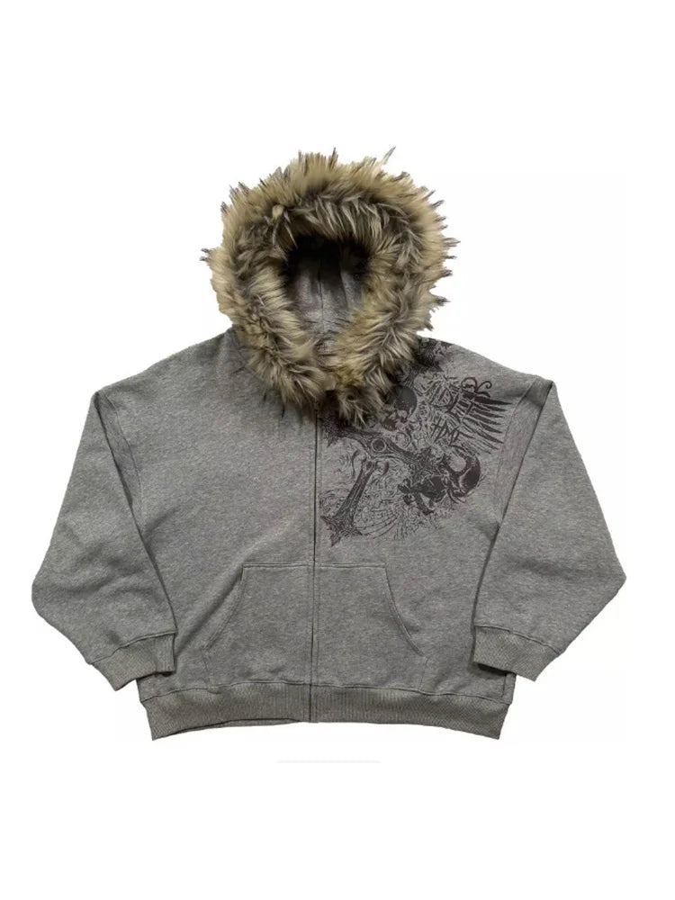 Black Faux Fur Hooded Jacket
