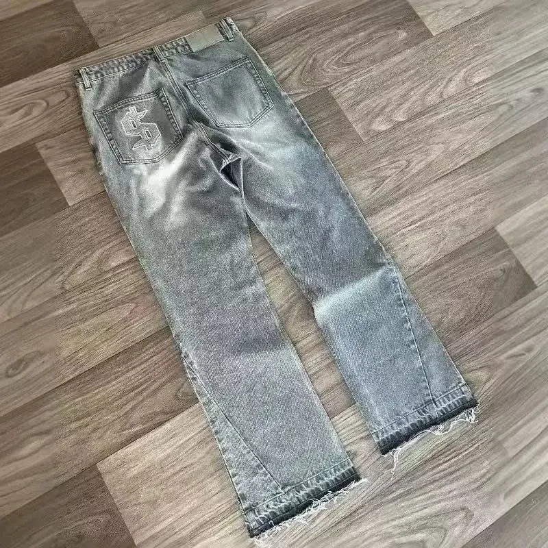 Gothic Embroidery Baggy Jeans