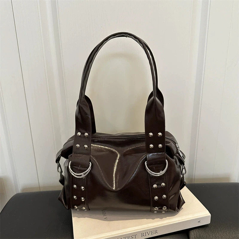 Black Studded Shoulder Bag