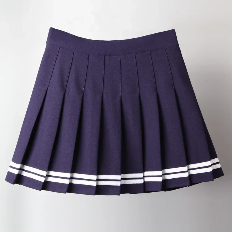 Cross Print Pleated Mini Skirt