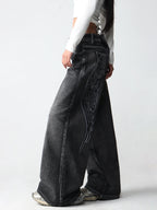 Wing Embroidered Baggy Jeans