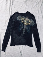 Black Skull Print Long Sleeve Tee