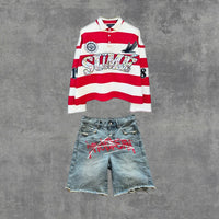 Rugby Stripe Polo & Jeans Set