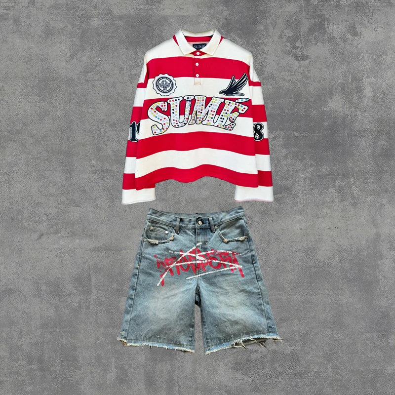 Rugby Stripe Polo & Jeans Set