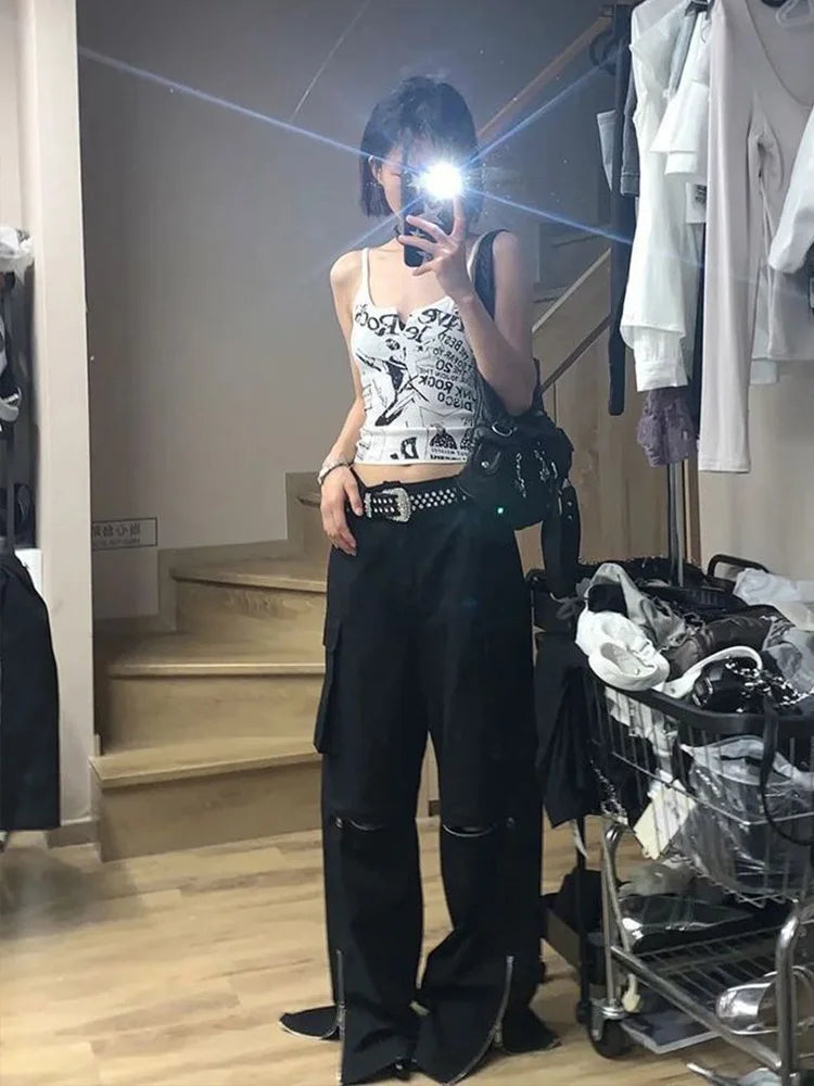 Graphic Print Ribbed Tank