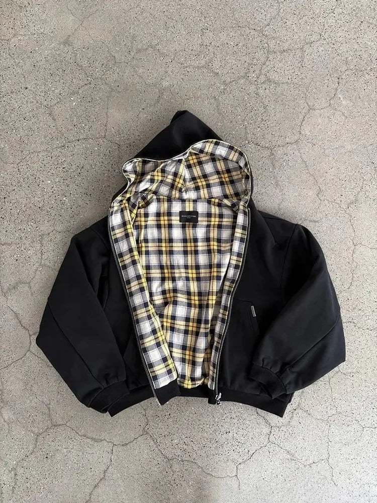 Reversible Plaid Zip-Up Hoodie