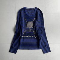 Blue Striped Graphic Sweatshirt